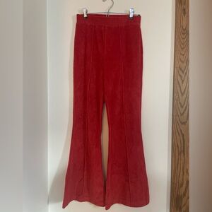 Ribbed knit flair pants